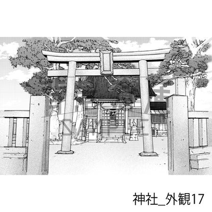 神社_背景素材集3（外観）_トーン