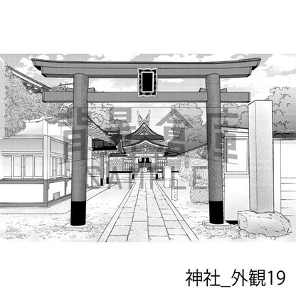 神社_背景素材集3（外観）_トーン