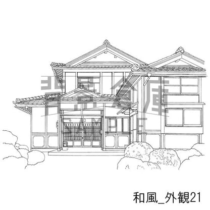 和風_背景素材集20(縁側 外観 玄関)_トーン