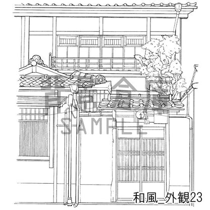 和風_背景素材集20(縁側 外観 玄関)_トーン