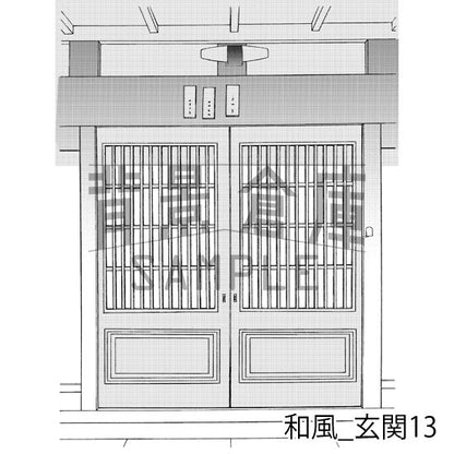 和風_背景素材集20(縁側 外観 玄関)_トーン