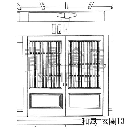 和風_背景素材集20(縁側 外観 玄関)_トーン