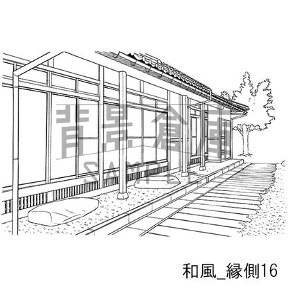 和風_背景素材集20(縁側 外観 玄関)_トーン