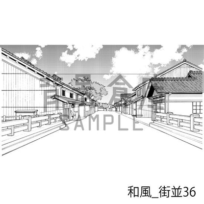 和風の街並（トーンつき）です。