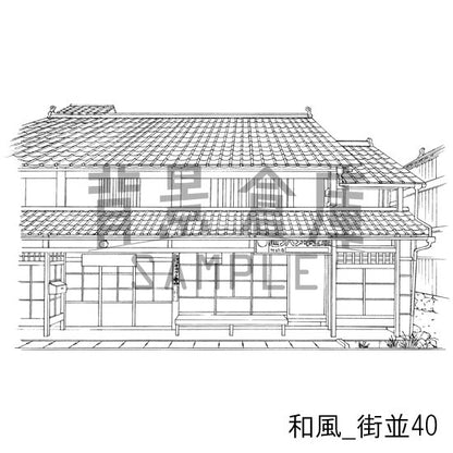 和風_背景素材集21（街並）_トーン