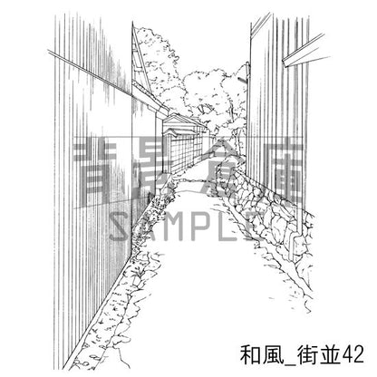 和風_背景素材集21（街並）_トーン