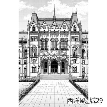 西洋風_背景素材集19（城）_トーン
