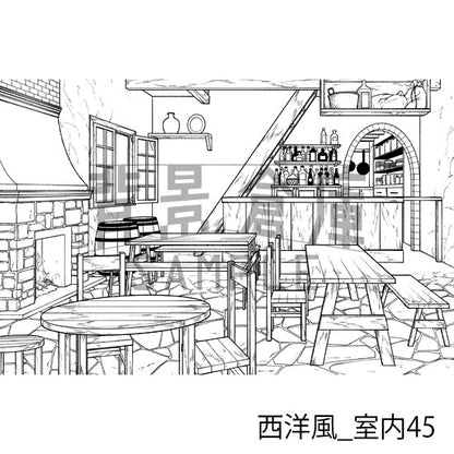 西洋風_室内45_トーン