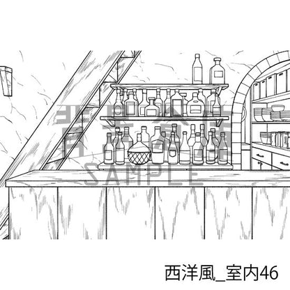 西洋風_背景素材集20（酒場）_トーン