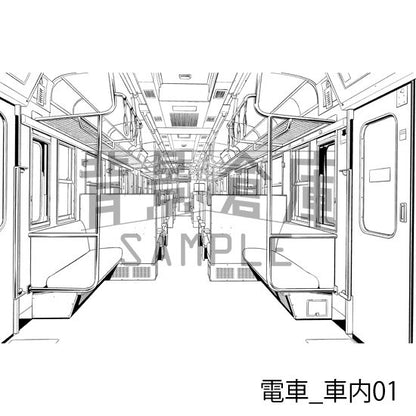 電車_車内01_トーン