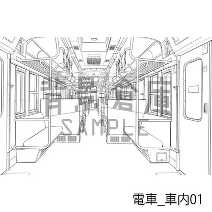 電車_背景素材集1（車内）_トーン