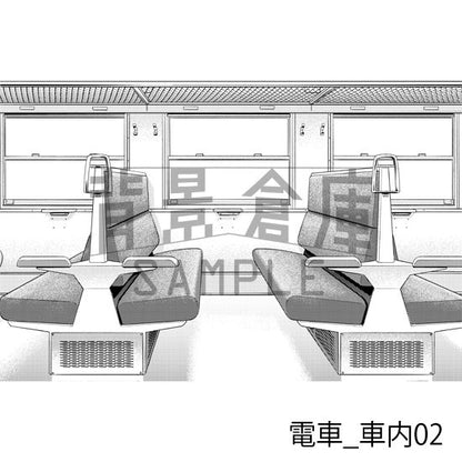 電車_背景素材集1（車内）_トーン