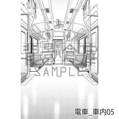 電車の車内（トーンつき）です。