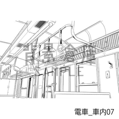 電車_背景素材集2（車内）_トーン