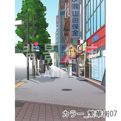 カラー_背景素材集25（繁華街）