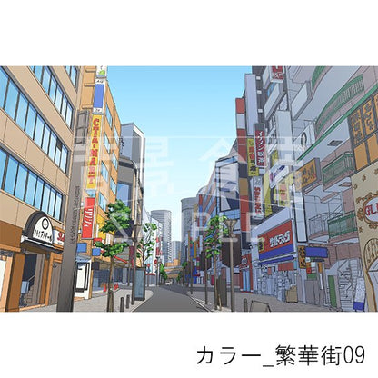 カラー_背景素材集25（繁華街）