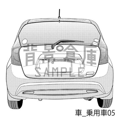 乗用車の背景（トーンつき）です。