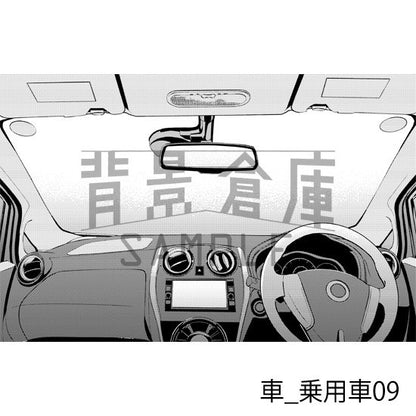 乗用車の背景（トーンつき）です。