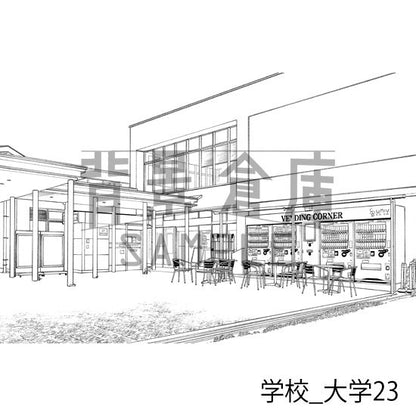学校_背景素材集37（大学）_トーン
