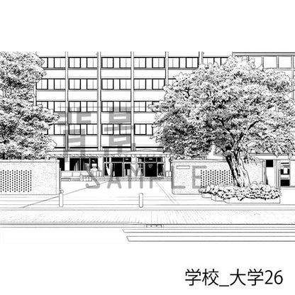 学校_背景素材集38（大学）_トーン
