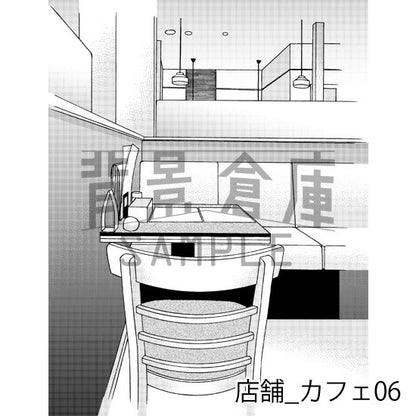 カフェの背景（トーンつき）です。