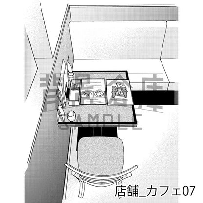 カフェの背景（トーンつき）です。