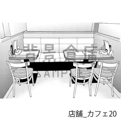 カフェの背景（トーンつき）です。