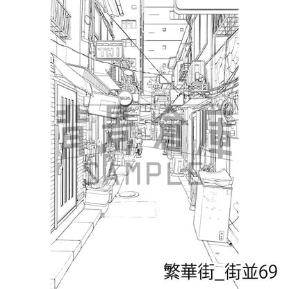 繁華街_背景素材集13（街並）_トーン