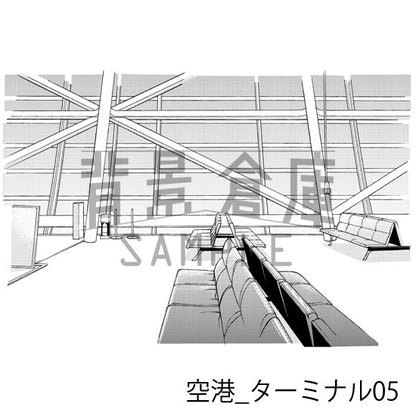 空港_背景素材集1（ターミナル・飛行機）_トーン