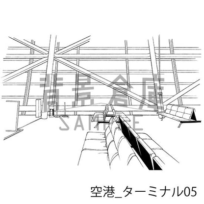 空港_背景素材集1（ターミナル・飛行機）_トーン