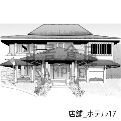 ホテルの背景（トーンつき）です。