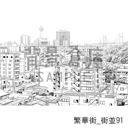 繁華街_背景素材集17（街並）_トーン