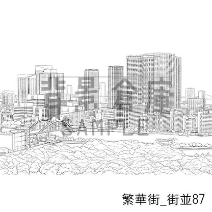 繁華街_背景素材集17（街並）_トーン