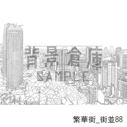 繁華街_背景素材集17（街並）_トーン