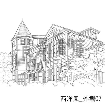 西洋風_背景素材集21（外観）_トーン