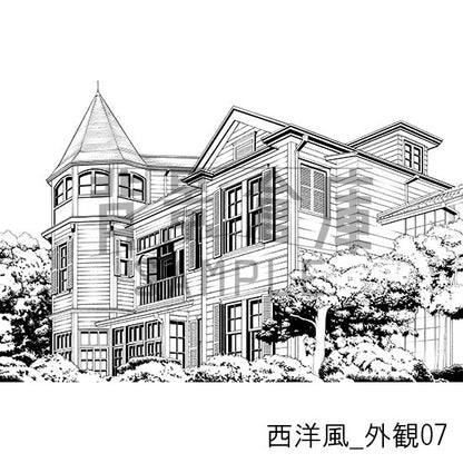西洋風_背景素材集21（外観）_トーン