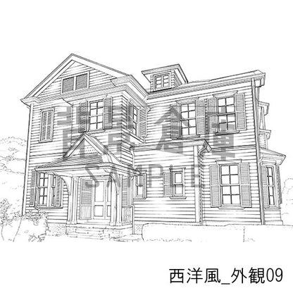 西洋風_背景素材集21（外観）_トーン