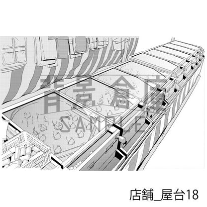 店舗_背景素材集10（屋台）_トーン