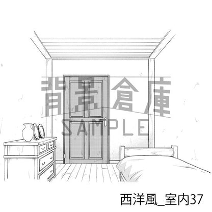 西洋風の室内の背景（トーンつき）です。