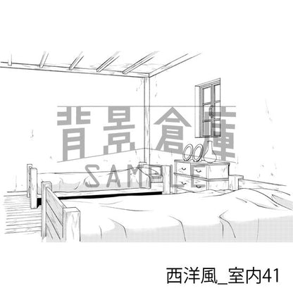 西洋風の室内の背景（トーンつき）です。