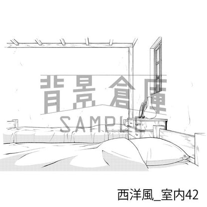 西洋風の室内の背景（トーンつき）です。