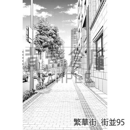 繁華街の街並（トーンつき）です。