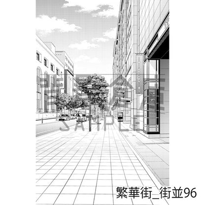 繁華街の街並（トーンつき）です。