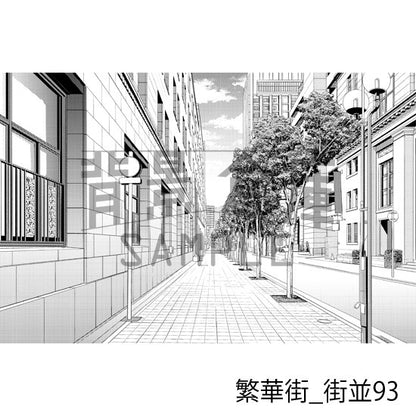 繁華街_背景素材集19（街並）_トーン