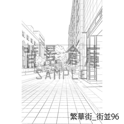 繁華街_背景素材集19（街並）_トーン