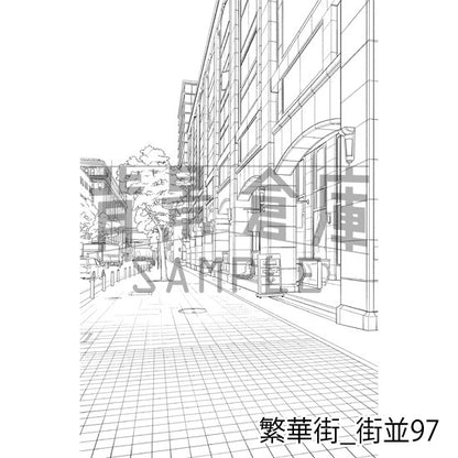 繁華街_背景素材集19（街並）_トーン