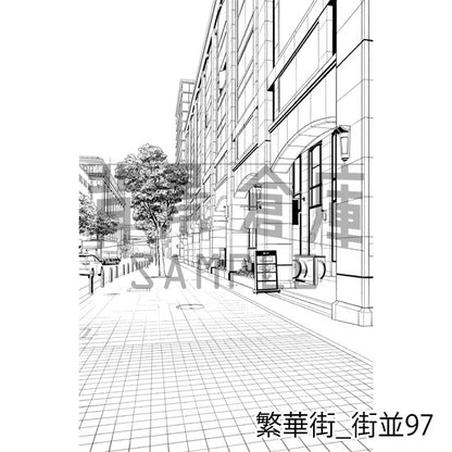 繁華街_背景素材集19（街並）_トーン