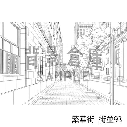 繁華街_背景素材集19（街並）_トーン