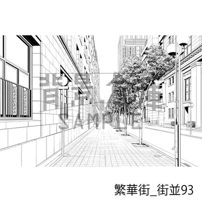 繁華街_背景素材集19（街並）_トーン