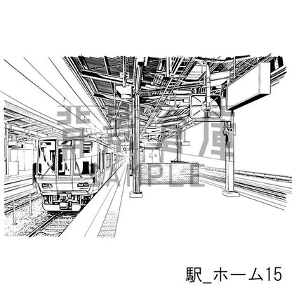 駅_背景素材集2（ホーム）_トーン